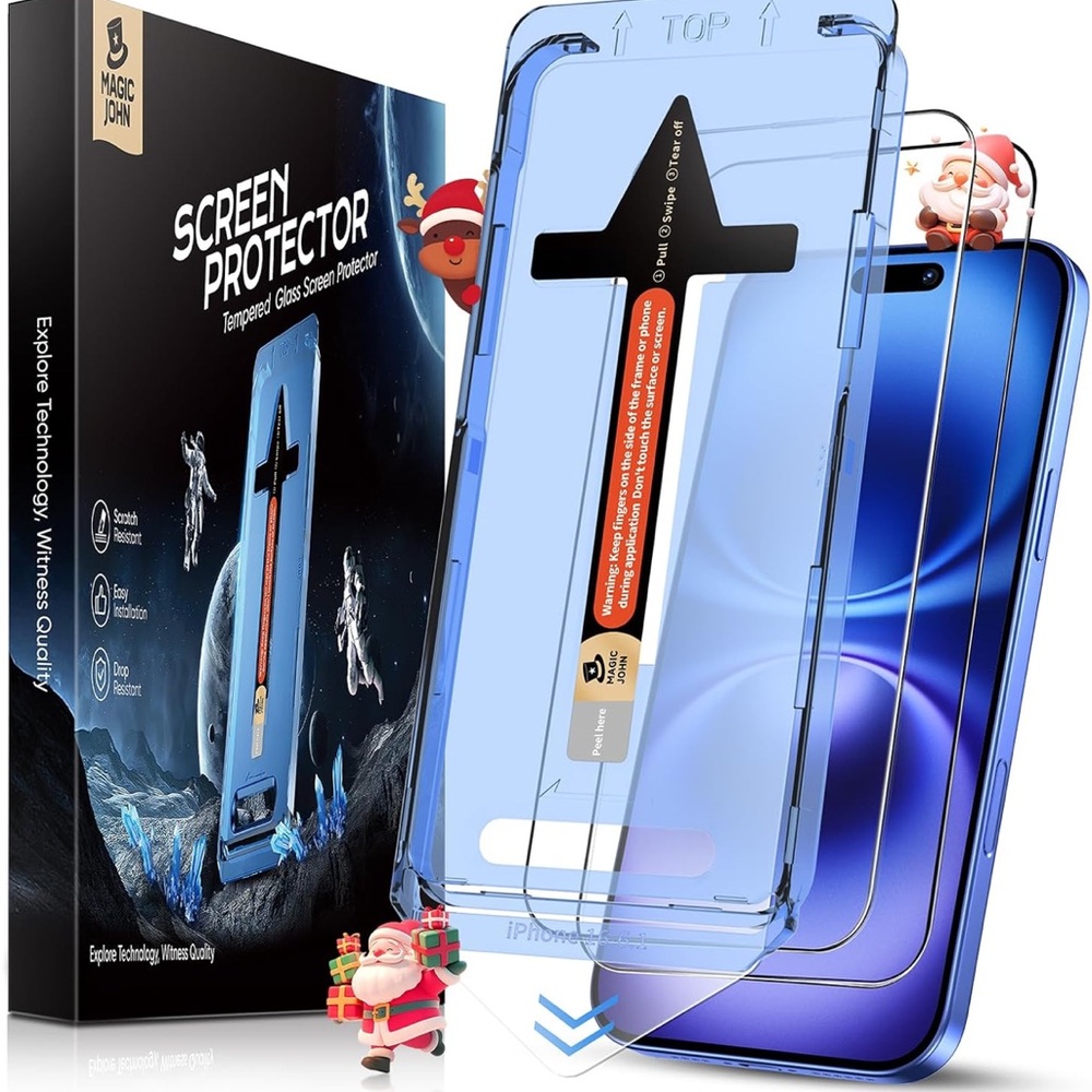 MAGIC JOHN 2 Pack Tempered Glass Screen Protector for iPhone 16 6.1 inch